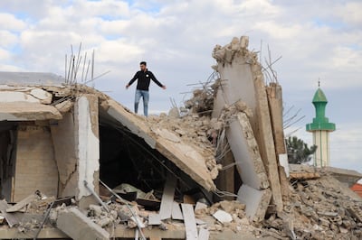 The rubble of a house destroyed in an Israeli strike in the southern Lebanese village of Majdal Zoun. AFP