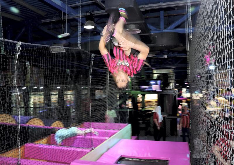 Abu Dhabi, United Arab Emirates - August 2, 2018: Bucky at the launch of the new X-Park course at Bounce. Thursday, August 2nd, 2018 at Bounce, Abu Dhabi. Chris Whiteoak / The National