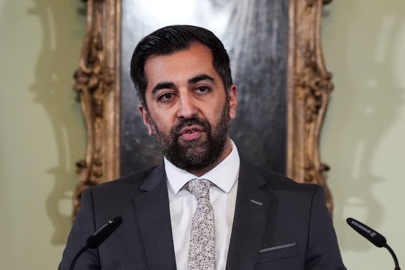 Scotland's former first minister Humza Yousaf as he announced his resignation in Edinburgh on April 29. AFP