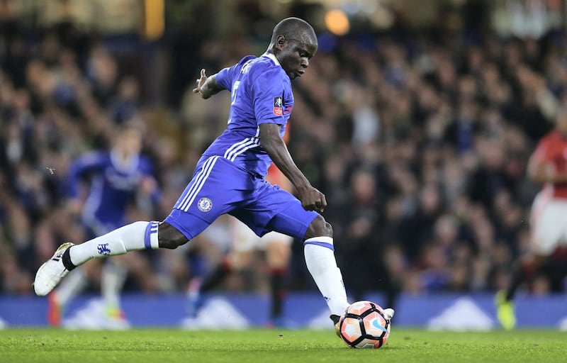 LONDON, ENGLAND - MARCH 13: N'golo Kante of Chelsea during The Emirates FA Cup Quarter-Final match between Chelsea and Manchester United at Stamford Bridge on March 13, 2017 in London, England. (Photo by Catherine Ivill - AMA/Getty Images)