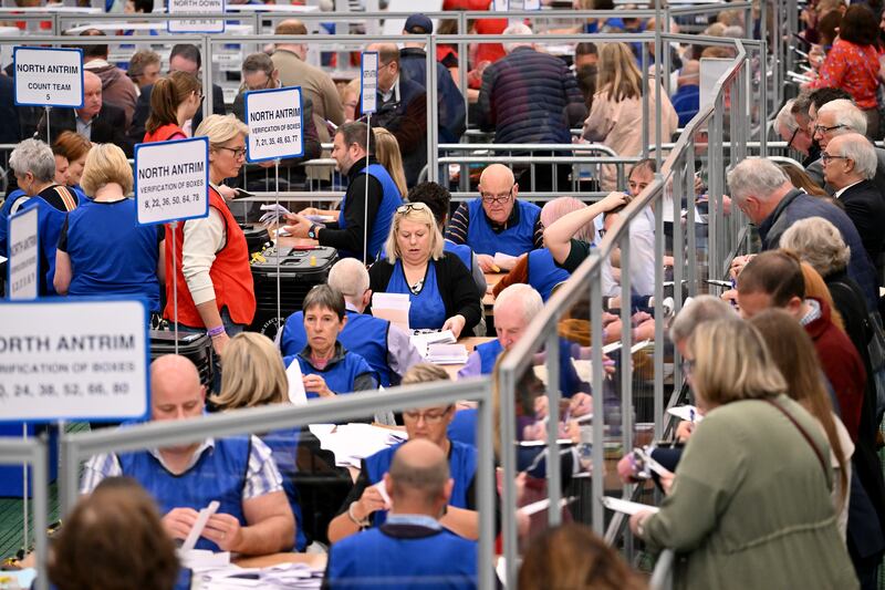 Votes are counted in the Northern Ireland Assembly elections at the Ulster University campus in Jordanstown. Getty Images