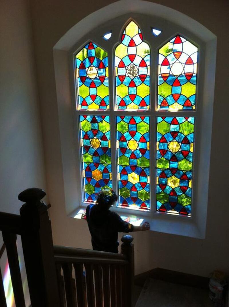 Unity House’s stained glass window epitomises its mission of combining English craftsmanship and Islamic design. Courtesy Adam Williamson