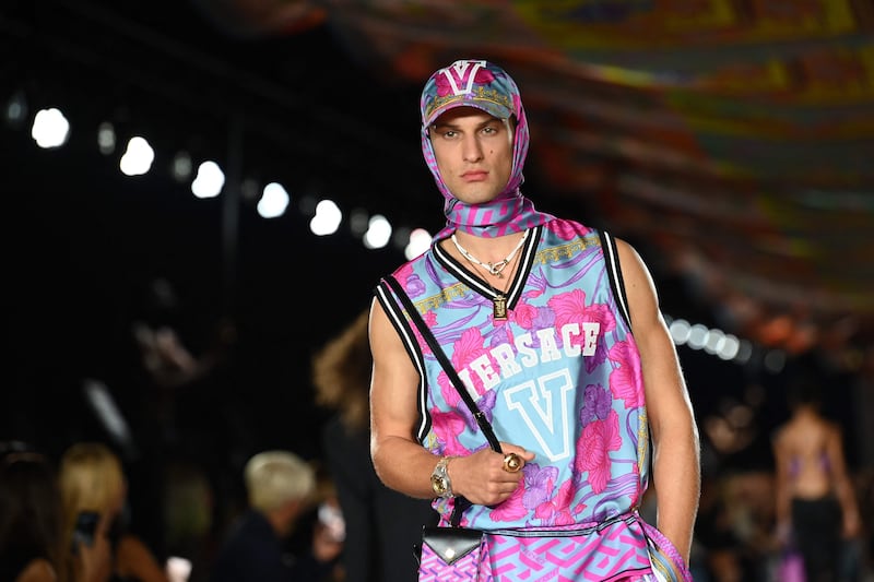 A look from Versace's spring/summer 2022 presentation in Milan. AFP