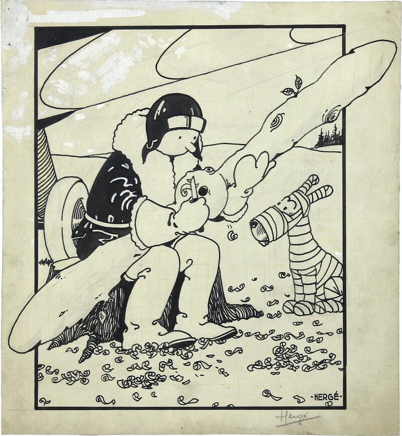 This image courtesy of of Heritage Auctions (HA.com) and released June 8, 2019, shows the February 13, 1930, first cover appearance of Tintin, from artist Hergé’s "The Adventures of Tintin Vol. 1: Tintin in the Land of the Soviets." - The cover sold at auction in Dallas, Texas, on June 8, 2019, for $1,125,000. (Photo by HO / various sources / AFP) / RESTRICTED TO EDITORIAL USE - MANDATORY CREDIT "AFP PHOTO / Heritage Auctions / (C) Herge-Moulinsart 2019" - NO MARKETING NO ADVERTISING CAMPAIGNS - DISTRIBUTED AS A SERVICE TO CLIENTS --- NO ARCHIVE ---