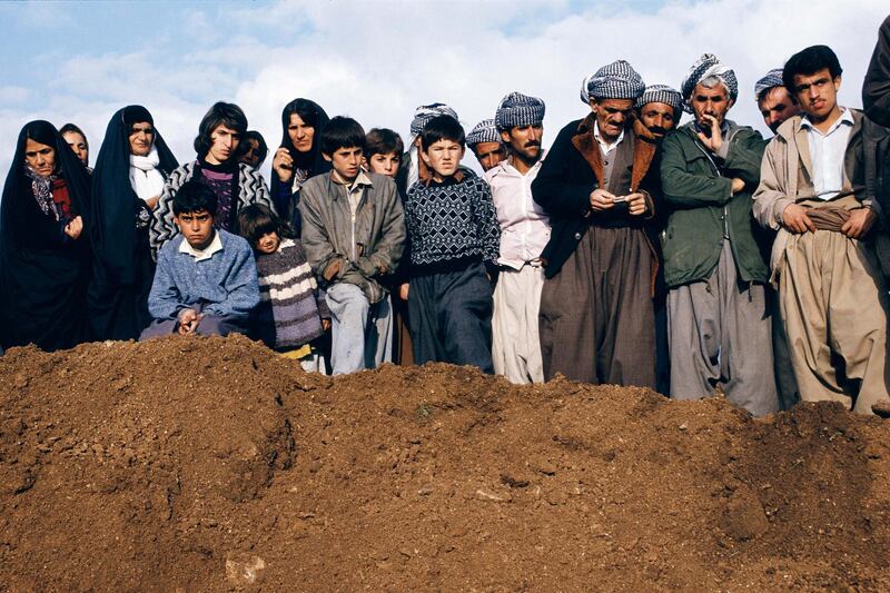 NORTHERN IRAQ. Kurdistan. 1991. At Sardaw, a former Iraqi military headquarters on the outskirts of Sulaimaniya, trench graves are dug up to reveal the remains of executed Iranian prisoners of war. A total of 18 Iranian soldiers were found executed in violation of the Geneva Conventions. An additional 13 civilians were found buried beside them.

Contact email:
New York : photography@magnumphotos.com
Paris : magnum@magnumphotos.fr
London : magnum@magnumphotos.co.uk
Tokyo : tokyo@magnumphotos.co.jp

Contact phones:
New York : +1 212 929 6000
Paris: + 33 1 53 42 50 00
London: + 44 20 7490 1771
Tokyo: + 81 3 3219 0771

Image URL:
http://www.magnumphotos.com/Archive/C.aspx?VP3=ViewBox_VPage&IID=2K7O3RBJDVBG&CT=Image&IT=ZoomImage01_VForm