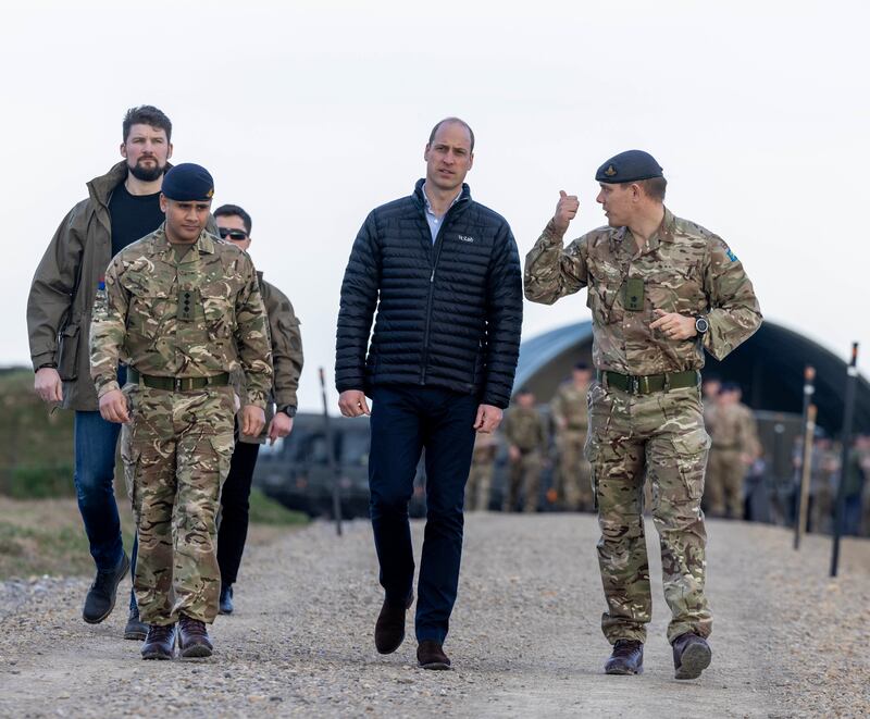 Prince William meets members of the British Armed Forces stationed in Poland. Getty 