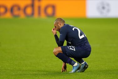 Tottenham Hotspur's Lucas Moura looks dejected losing to RB Leipzig on Tuesday. Action Images via Reuters