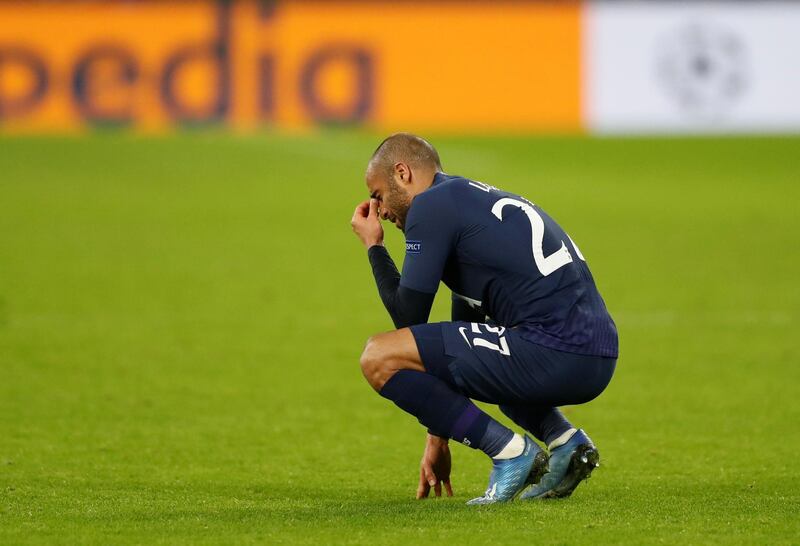 Soccer Football - Champions League - Round of 16 Second Leg - RB Leipzig v Tottenham Hotspur - Red Bull Arena, Leipzig, Germany - March 10, 2020  Tottenham Hotspur's Lucas Moura looks dejected after the match   Action Images via Reuters/Matthew Childs