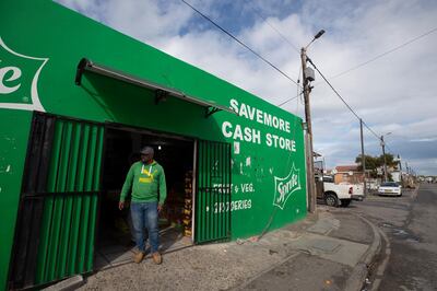 epa07000467 A man looks out from a small convenience and food shop in the low income area of Masiphumelele, Cape Town, South Africa, 06 September 2018. Statistics South Africa has released Gross Domestic Product (GDP) figures for the second quarter of 2018 showing a contraction of 0,7 percent. A contraction over two quarters places South Africa in a technical recession. Consumers in the poorest areas are the worst affected as consumer prices rise in reaction to rising fuel prices and a weaker Rand.  EPA/NIC BOTHMA