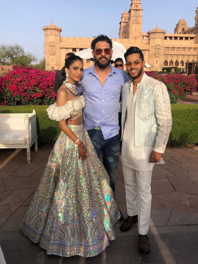 Cricketer Yuvraj Singh with UAE batsman Chirag Suri's wedding in India went ahead as planned this month, but the celebrations have been affected by the travel restrictions related to coronavirus. Pics courtesy Chirag Suri