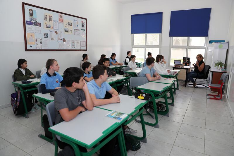 Students attend a physics class