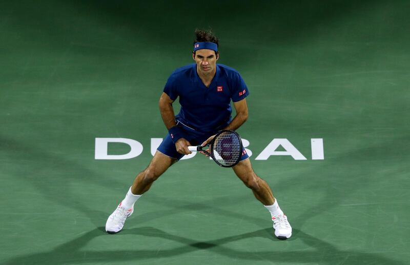 Federer prepares to receive a serve. Getty