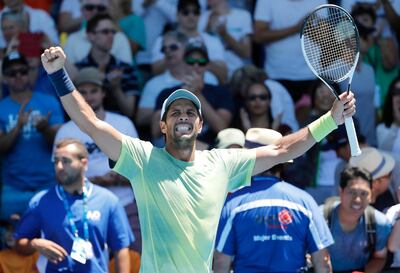 epa06441900 Fernando Verdasco of Spain reacts after winning his first round match against Roberto Bautista Agut of Spain at the Australian Open Grand Slam tennis tournament in Melbourne, Australia, 16 January 2018.  EPA/MAST IRHAM