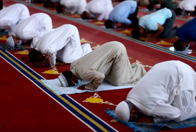 Worshippers at Al Farooq Omar bin Al Khattab Mosque in Dubai as the faithful mark Ramadan, a month-long celebration of self-purification and restraint. Getty