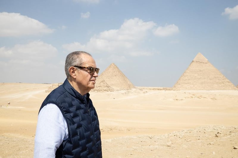 Mr Mansour at the pyramids at Giza in Egypt. Photo: Hawthorn