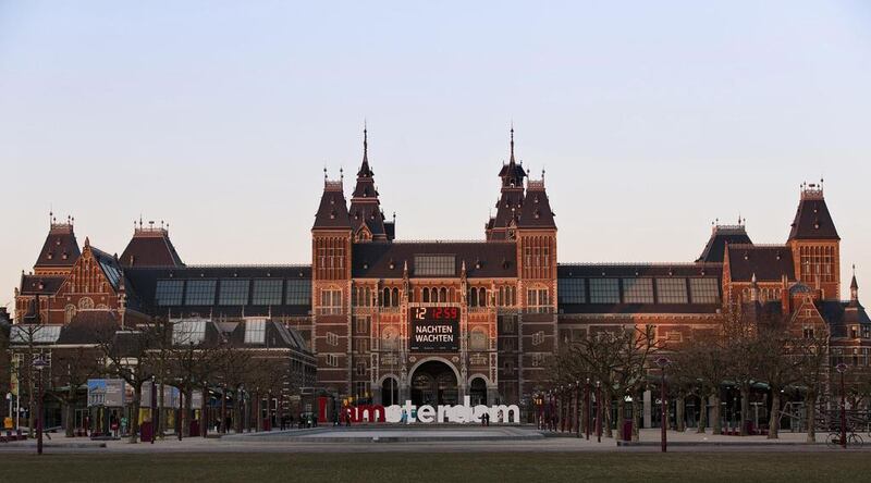 The renovated exterior of the Dutch Rijksmuseum, which will be reopened after nearly 10 years in Amsterdam. Michael Kooren / Reuters