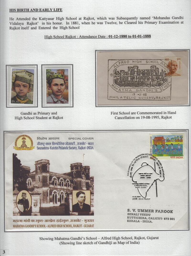DUBAI, UNITED ARAB EMIRATES - JULY 25 2019. Ghandi stamp collection of Ummer Farook.

Ummer Farook won a silver award for his collection on Gandhi at a recent international exhibition in China. His award winning collection on Gandhi shows stamps issued by more than 100 countries with images of the non-violence leader as a young law student and leading India’s independence struggle against British colonial rule. More than 20 countries have issued stamps over the past year to commemorate the 150th birth anniversary celebrations that began in October last year.

(Photo by Reem Mohammed/The National)
 
Reporter: RAMOLA TALWAR
Section: NA