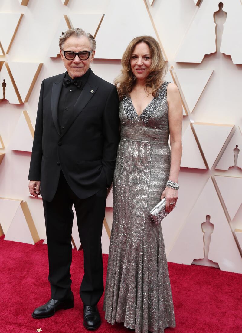 Harvey Keitel and Daphna Kastner arrive at the Oscars on Sunday, February 9, 2020, at the Dolby Theatre in Los Angeles. EPA