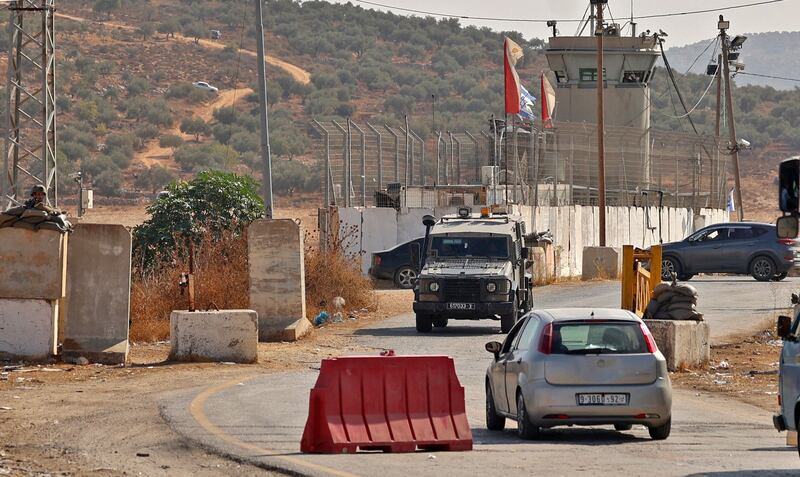 An Israeli checkpoint between the city of Nablus and the village of Beit Furik in the occupied West Bank on Monday. AFP