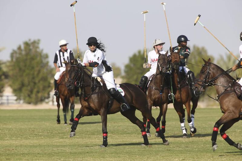 The patronage of Royals such as Sheikha Maitha bint Mohammad bin Rashid Al Maktoum, left, and a love for horses is needed for the elitist sport to grow. Razan Alzayani / The National