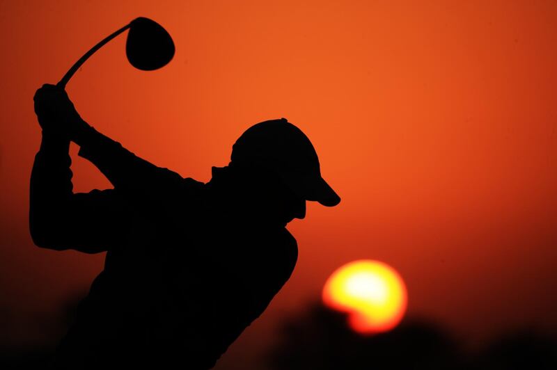 Rory McIlroy on the driving range prior to the pro-am ahead in Abu Dhabi. Getty