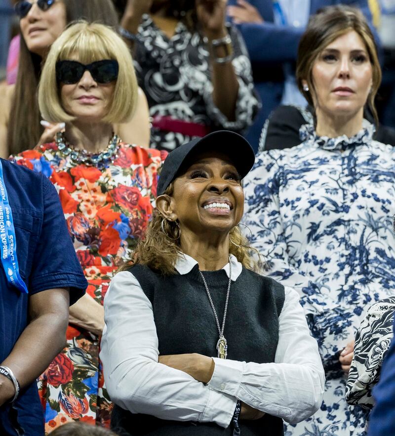 Singer Gladys Knight watches a tribute to Serena Williams. EPA