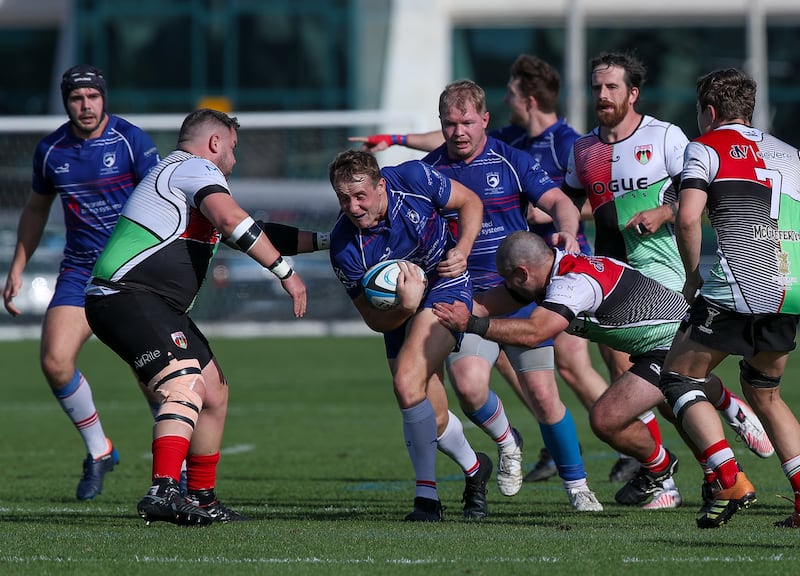 Abu Dhabi Harlequins and Jebel Ali Dragons compete in a West Asia Premiership game. Victor Besa / The National