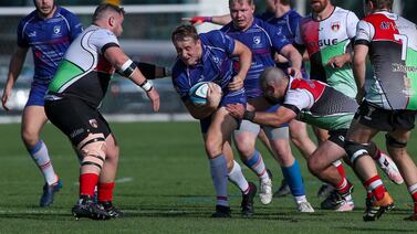 West Asia Premiership, Abu Dhabi Harlequins v Jebel Ali Dragons held at Zayed Sports City in Abu Dhabi. Victor Besa / The National