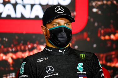 Formula One F1 - Spanish Grand Prix - Circuit de Barcelona-Catalunya, Barcelona, Spain - August 16, 2020 Mercedes' Valtteri Bottas during a press conference after the race FIA/Handout via REUTERS ATTENTION EDITORS - THIS IMAGE HAS BEEN SUPPLIED BY A THIRD PARTY. NO RESALES. NO ARCHIVES