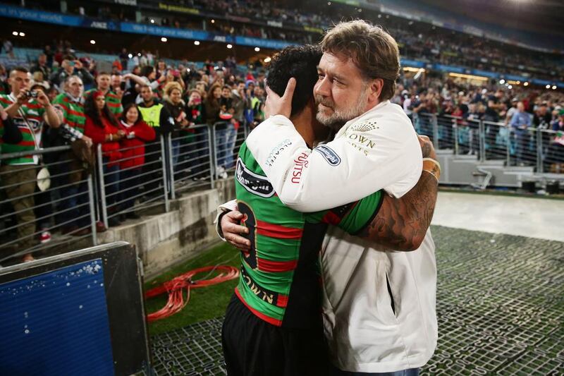 it has been an emotional journey for South Sydney part-owner Russell Crowe, right, who was seven the last time the Rabbitohs reached the grand final. Matt King / Getty Images