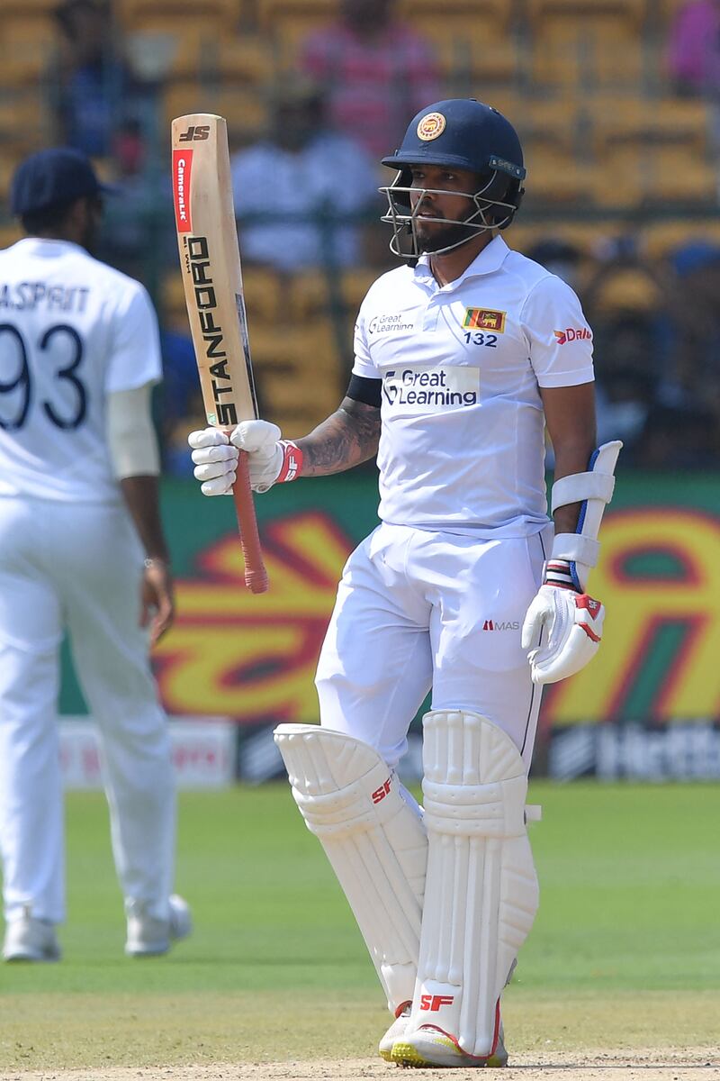 Sri Lanka's Kusal Mendis celebrates after reaching his 50. AFP