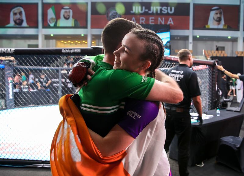 Louise Brady of Ireland celebrates after defeating Minette Kruger of South Africa.