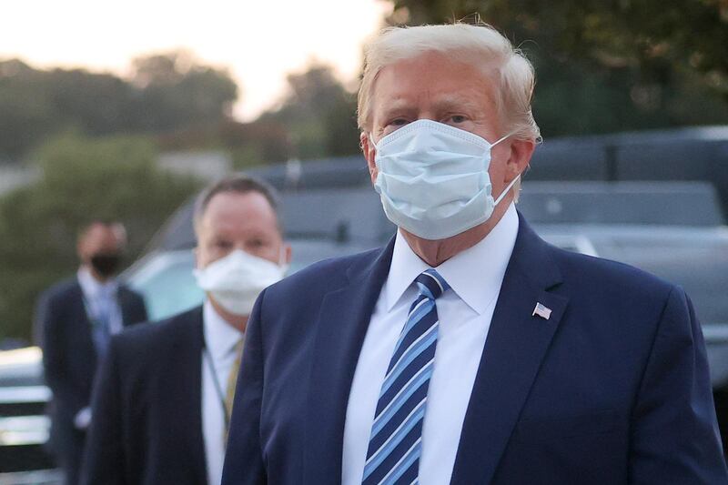 US President Donald Trump leaves Walter Reed National Military Medical Centre in Washington after undergoing treatment for the coronavirus infection. Reuters