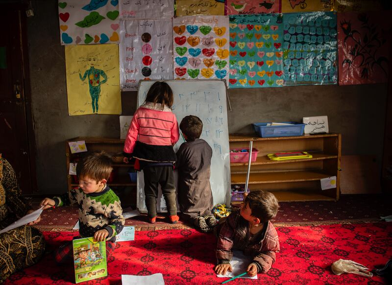 Young children learning at school in Ishkashim province in Afghanistan. Photo: Kiana Hayeri