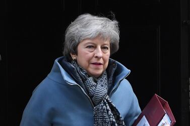 Britain's Prime Minster Theresa May leaves her official London residence 10 Downing Street in London on April 3. EPA