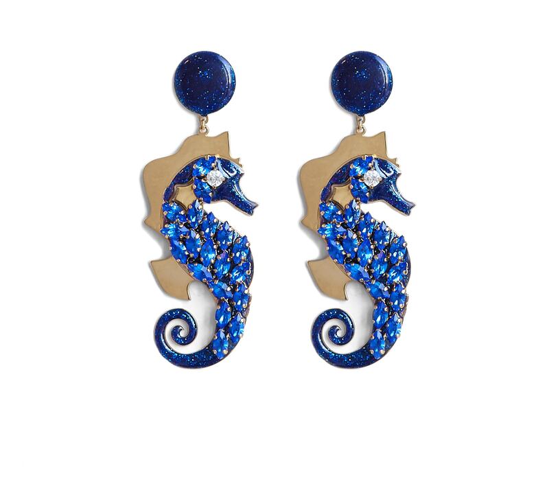 Elsa O seahorse earrings, Dh734. Courtesy Elsa O
