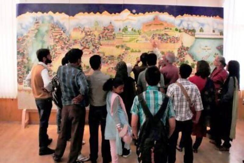 The mural, which explores Kashmir's place along the Silk Route, was previewed last week as part of an exhibition in Srinagar. Asian Heritage Foundation