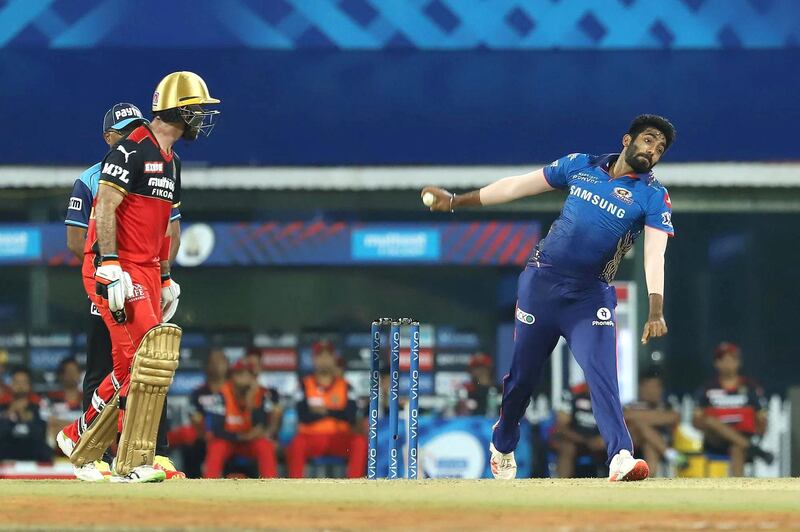 Jasprit Bumrah of Mumbai Indians bowls during match 1 of the Vivo Indian Premier League 2021 between Mumbai Indians and the Royal Challengers Bangalore held at the M. A. Chidambaram Stadium, Chennai on the 9th April 2021. Photo by Faheem Hussain / Sportzpics for IPL