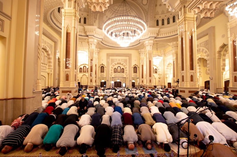 Muslims offer taraweeh prayers at Al Noor Mosque

