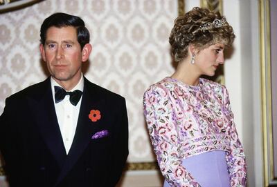 SOUTH KOREA - NOVEMBER 03:  Prince Charles, Prince of Wales and Diana, Princess of Wales at a Presidential banquet at the Blue House in Seoul during their last official trip together in the Republic of Korea (South Korea)  (Photo by Tim Graham Photo Library via Getty Images)