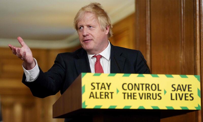 A handout image released by 10 Downing Street, shows Britain's Prime Minister Boris Johnson attending a remote press conference to update the nation on the COVID-19 pandemic, inside 10 Downing Street in central London on May 11, 2020. The British government on Monday published its plan to ease the nationwide coronavirus lockdown in phases in England, with some schools and shops opening from June and recommending people wear face masks in some settings. - RESTRICTED TO EDITORIAL USE - MANDATORY CREDIT "AFP PHOTO / 10 DOWNING STREET / PIPPA FOWLES " - NO MARKETING - NO ADVERTISING CAMPAIGNS - DISTRIBUTED AS A SERVICE TO CLIENTS
 / AFP / 10 Downing Street / Pippa FOWLES / RESTRICTED TO EDITORIAL USE - MANDATORY CREDIT "AFP PHOTO / 10 DOWNING STREET / PIPPA FOWLES " - NO MARKETING - NO ADVERTISING CAMPAIGNS - DISTRIBUTED AS A SERVICE TO CLIENTS
