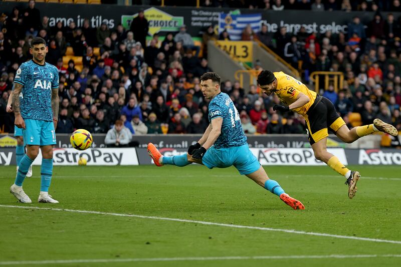 Wolves' striker Raul Jimenez misses a chance. Getty