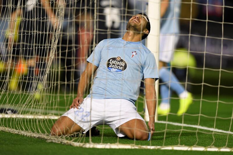 Celta Vigo's Gustavo Cabral after scoring an own goal to hand Real Madrid a 2-0 lead. Reuters