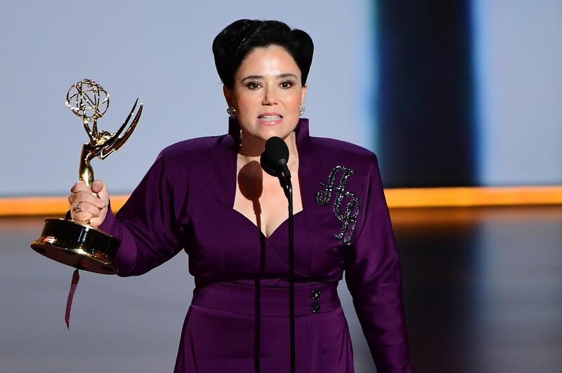 Alex Borstein accepts the Supporting Actress, Comedy award for 'The Marvelous Mrs. Maisel'. AFP