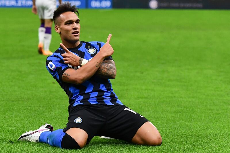 Lautaro Martinez celebrates after his goal. AFP