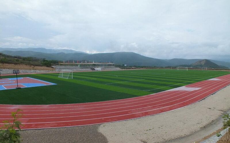 The Dubai Duty Free Sports Complex at Lycee Jean-Baptiste Pointe du Sable in Saint-Marc was opened by the country’s president. Courtesy Dubai Duty Free 