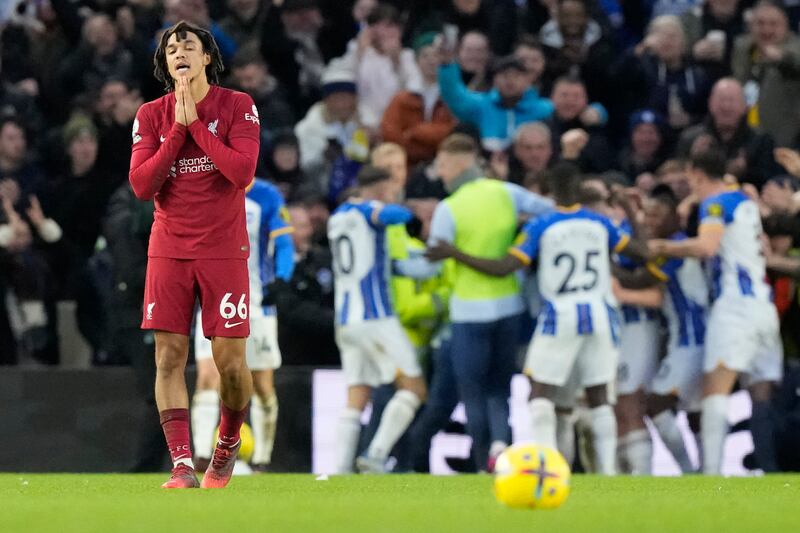 Trent Alexander-Arnold 6 - Endured a difficult battle with Mitoma, but did spark Liverpool’s attack, with two crosses that his team should have done more with. AP