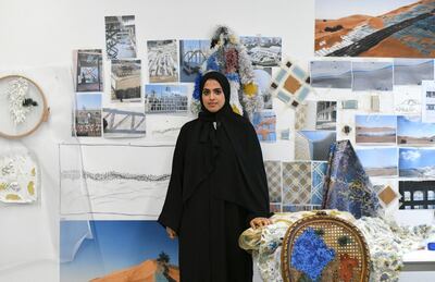 Abu Dhabi, United Arab Emirates - Ayesha Hadhir and her work at the Cultural Foundation. Khushnum Bhandari for The National
