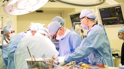 Surgeons perform a heart operation at Cleveland Clinic Abu Dhabi. The UAE’s transplant programme has changed the lives of countless people since it was introduced in 2017. Courtesy: Cleveland Clinic Abu Dhabi
