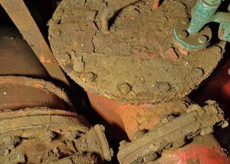 Corrosion on the control piping system inside the FSO Safer tanker. IR Consilium via AP